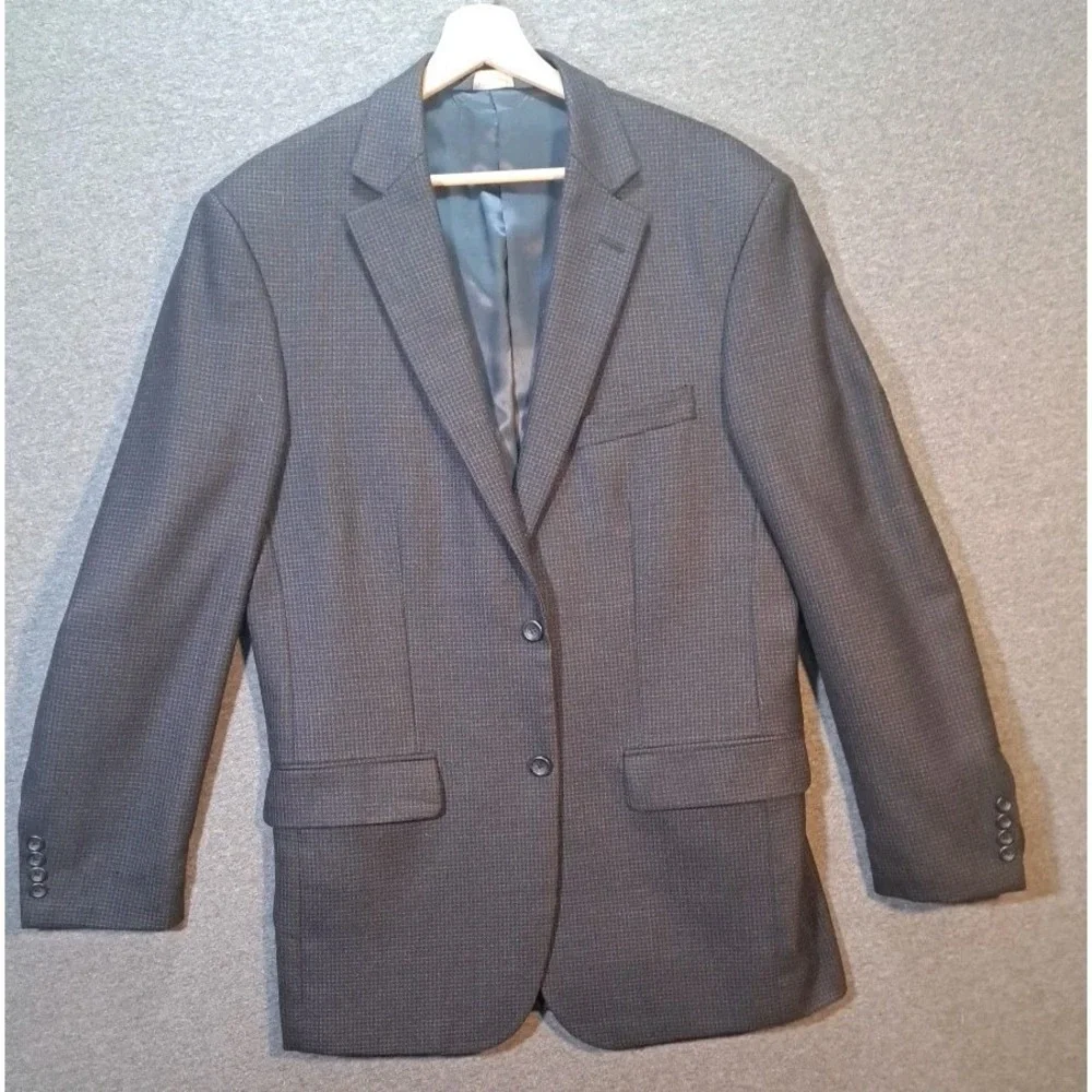 Pronto Uomo Platinum Mens Charcoal Grey‎ Micro Check Two Button Blazer Jacket